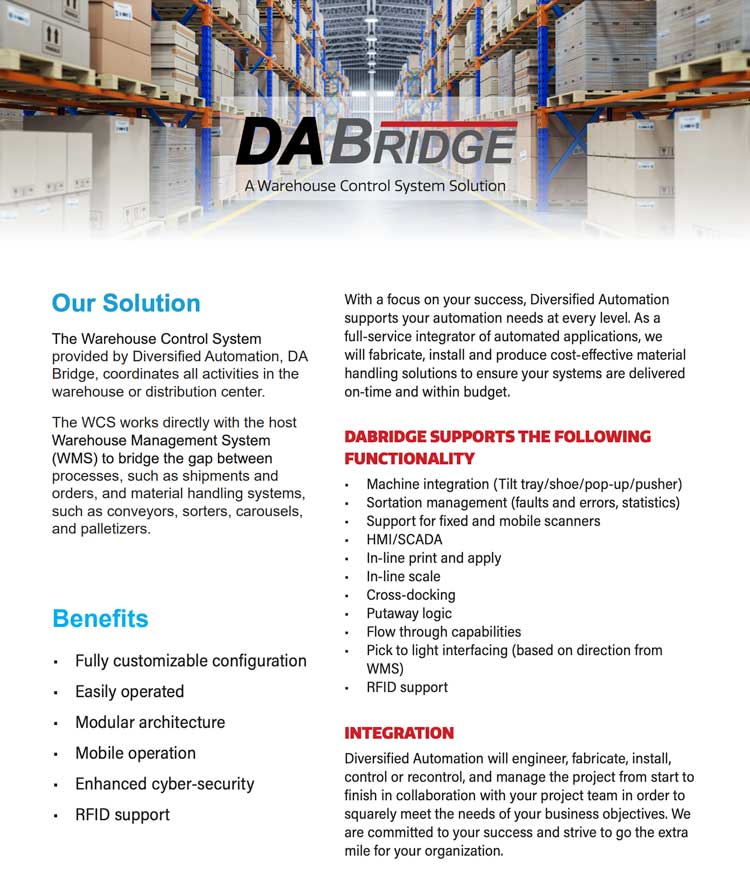 DA Bridge - A Warehouse Control System Solution